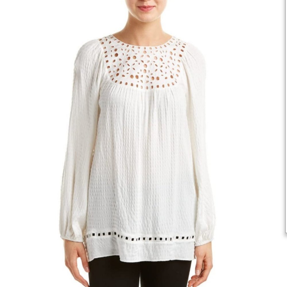 Embroidered Shadow Check Top